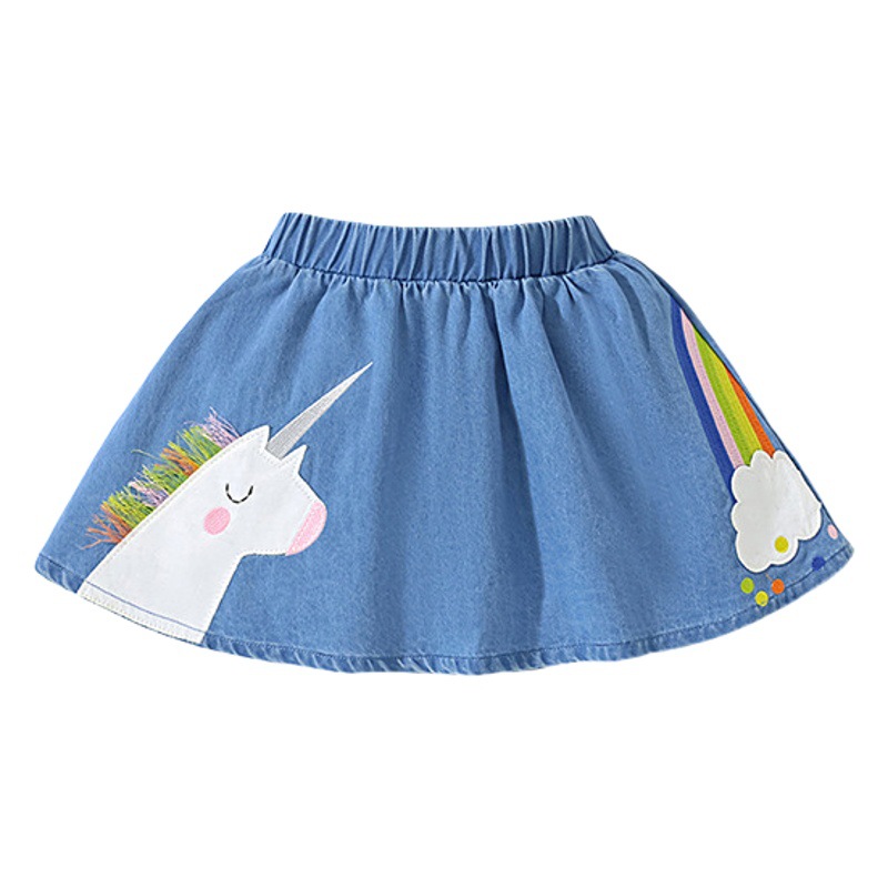 Little Maven verano nuevos niños ropa falda europea y americana Denim niños falda de dibujos animados bordado niñas falda
