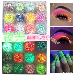 Luminous sequins glitter powder 12 color eye makeup mixed fluorescent glitter powder DIY drop glue luminous sequins