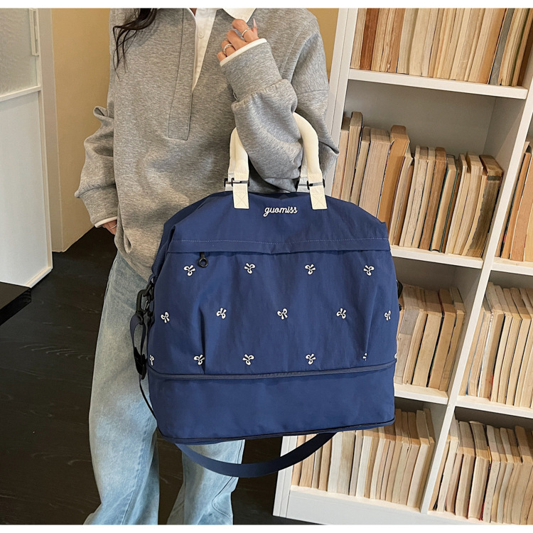 Bow Embroidered Convertible Travel Carryall Tote Bag 37
