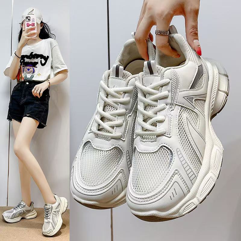 Damen Freizeitschuhe Mit Mesh Und Dicker Sohle Als Plateau Sneaker_voghion.com