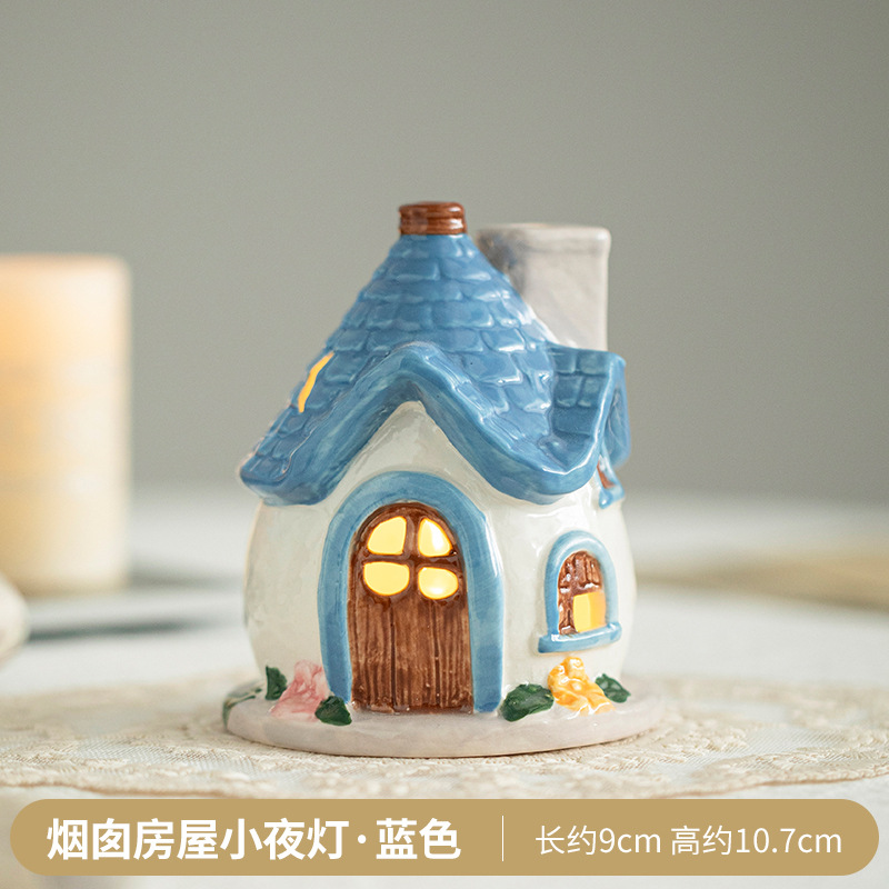 Chimney House Night Light - Azul