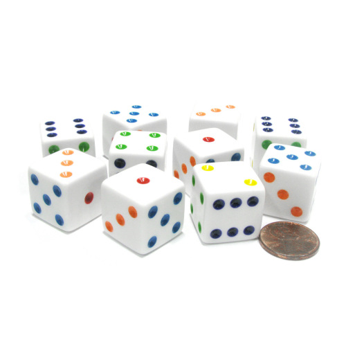 25# white square corner colored dice, dice, board games, mahjong accessories, 2.5CM