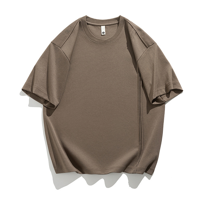 Free Shipping Summer New Heavyweight Short-Sleeved T-Shirt Men's Loose Half-Sleeved Pure Color Bottoming Shirt Trendy Brand Men 2025