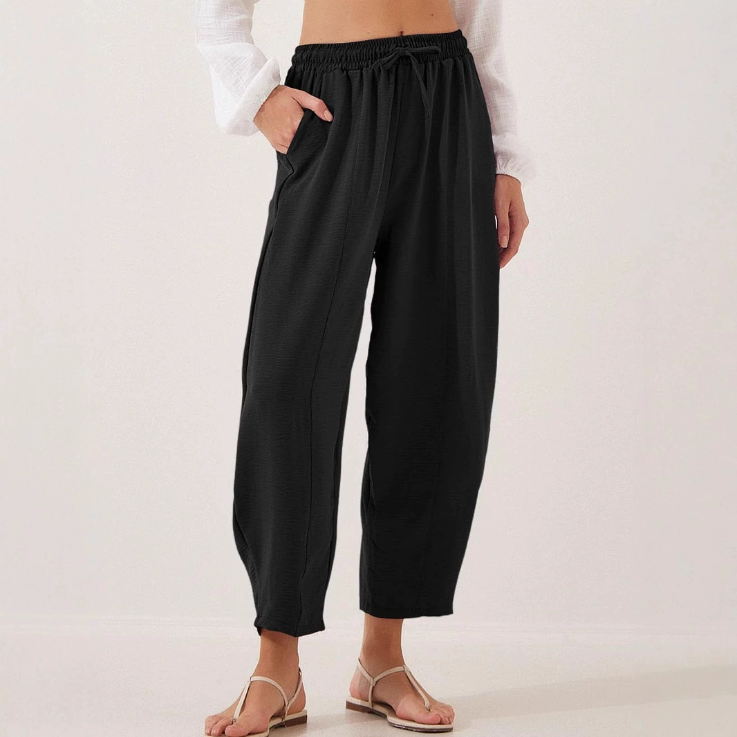 Summer trousers for leisure, European style, (Cross-border trading), Amazon, high waist, loose fit