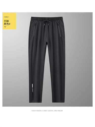 Summer Ice Silk Men's Casual Pants Quick-Dry Sports Pants Thin High-Elastic Air-Conditioning Pants Straight Leg Korean Style Trendy