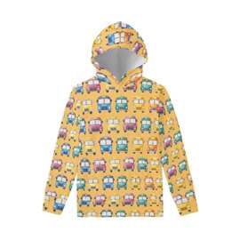 速卖通男童新款卡通车印花时尚百搭连帽卫衣女童亲肤透气薄绒上衣