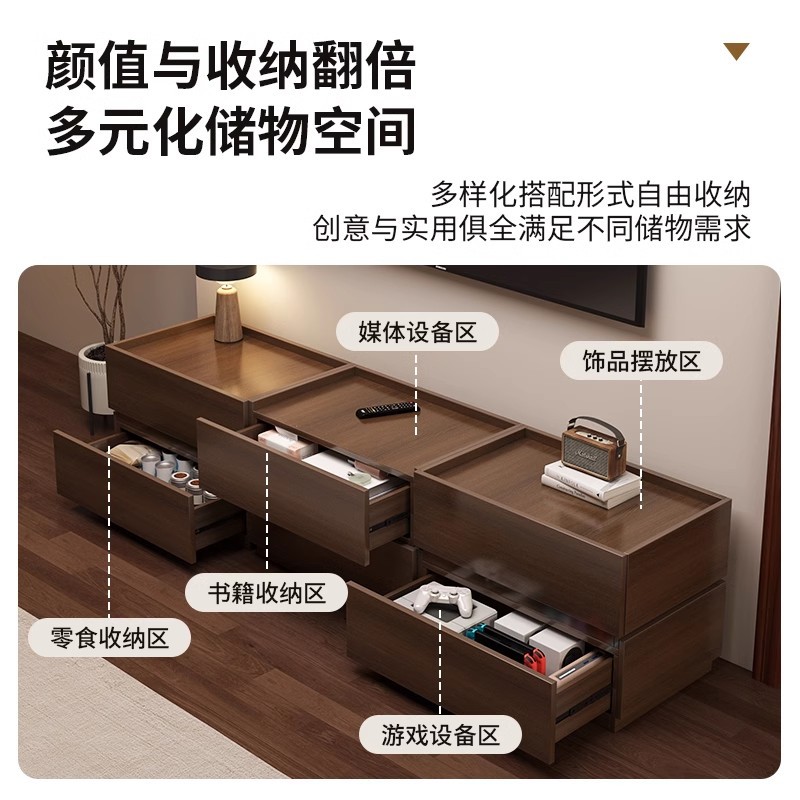 Gabinete de televisión de piso para sala de estar doméstica 2025 nuevo armario de almacenamiento integrado estilo antiguo mezcla de mesa de té de casa pequeña