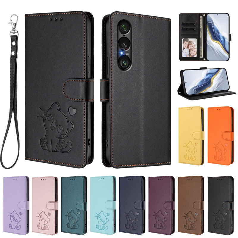Suitable for Sony Xperia 1Vii Creative Embossed Cat Flip Leather Case Nokia X30 Multi-Card Slot Money Mobile Phone Bag Suitable for Sony Xperia 1Vii Creative Embossed Cat Flip Leather Case Nokia X30 Multi-Card Slot Money Mobile Phone Bag