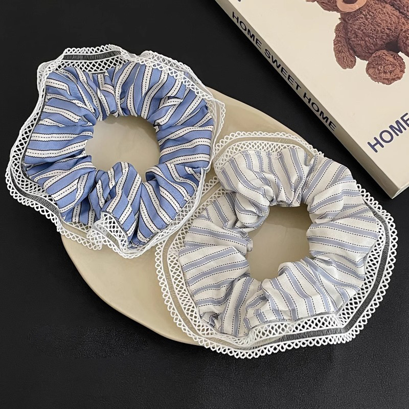 cordón de encaje rayas intestino grueso anillo de cabello bola de cabello corda de cabello francesa corda de cabello de correa de alta elasticidad toque de cabeza