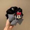 10# red polka dot bow minnie stripes cotton-filled bow black large intestine hair tie