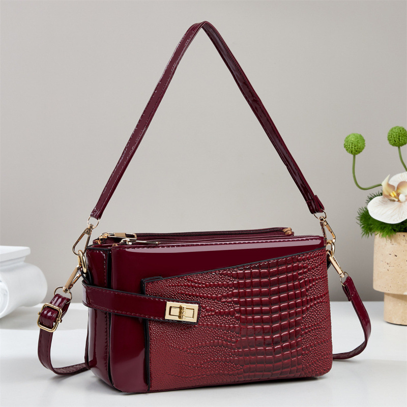 Bolso Cuadrado Pequeño con Estampado de Cocodrilo para Mujer de PU con Cierre de Cremallera para Uso Diario image 4