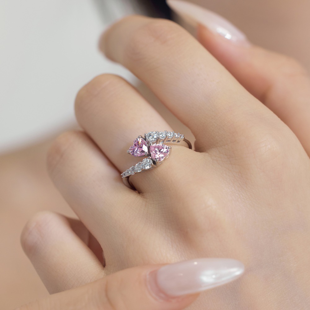 Heart Shape Pattern Women's Gender 925 Sterling Silver Zircon Heart Shape Rings