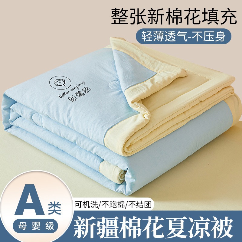 a类无印风水洗棉新疆棉花被夏凉被空调被单人薄被子可水洗夏被芯