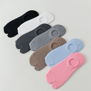 Women's Toe Socks Summer Thin Shallow-Mouth Short Socks Non-Slip and Fall-off Heel Boat Socks Toes Pig's Hoof Socks Two Toes Summer