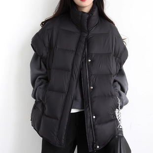 Down Jacket with Shoulder Collar Vest Color 3 Color 90 White Duck Down Sleeveless Outer Wear Vest 2024 Winter Women's New Style