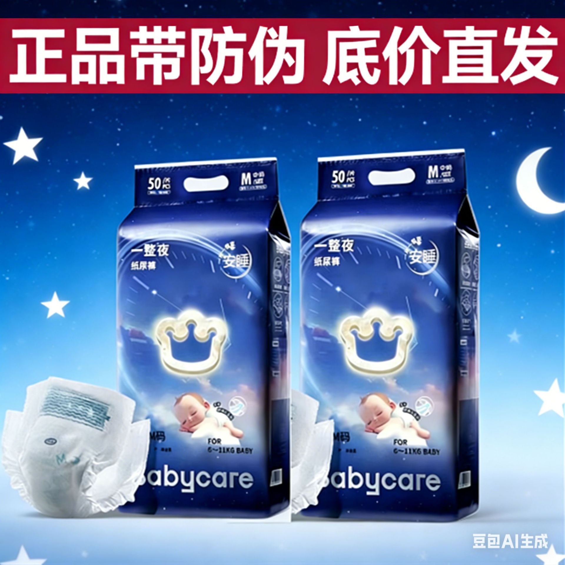 Bbc Royal All-Night Diapers Baby High-Absorbency Night-Use Pull-Up Pants Newborn Diapers Baby.Care