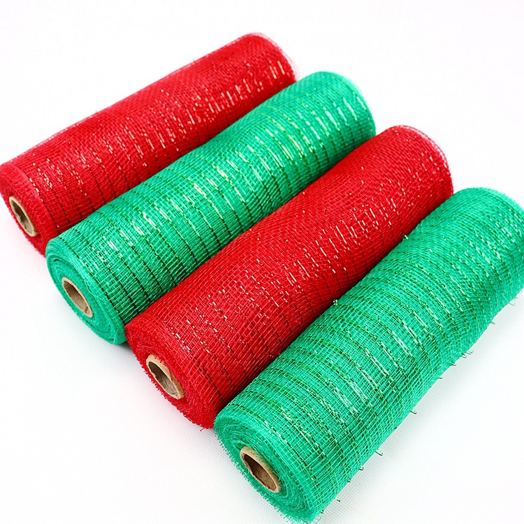 Malla de embalaje de flores Malla de Navidad Decoración de árbol de Navidad Malla de oro múltiple 26cm * 10 yardas