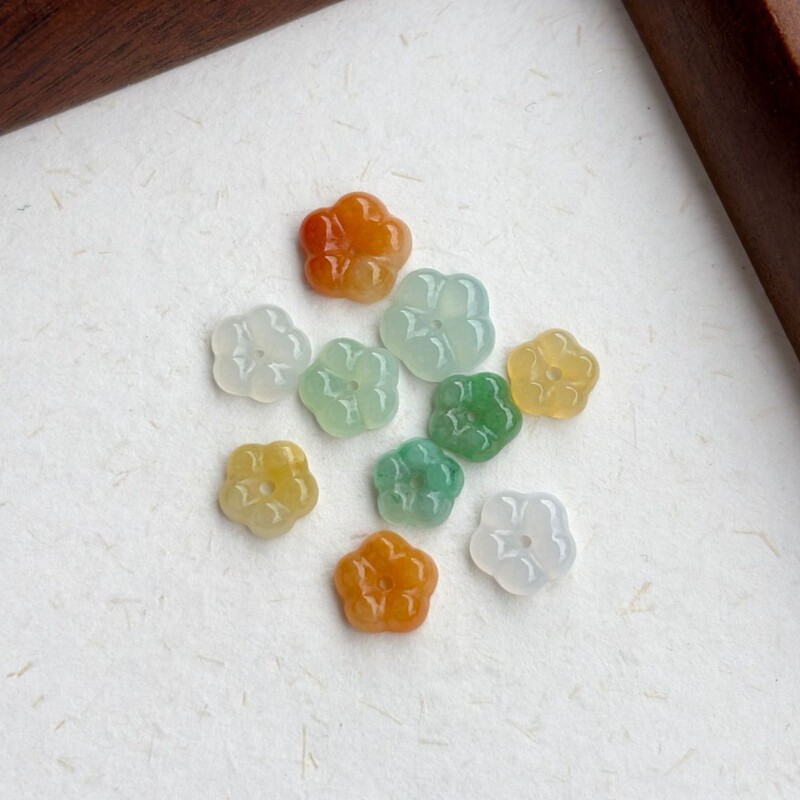 Five-Petal Flower Ice-Type Three-Color Small Flower Jade Crafts Weaving Rope Art Making Accessories