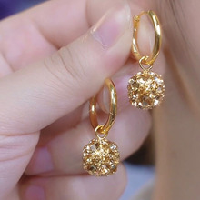 气质美拉德咖色钻球耳扣2025新款轻奢高级感耳环小众设计百搭耳饰