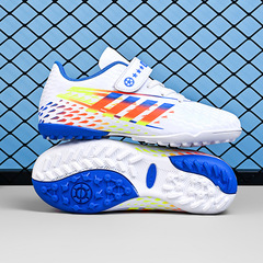 Cross-border children's football shoes Velcro fastener TF broken nails artificial lawn men and women children students leather foot training shoes 