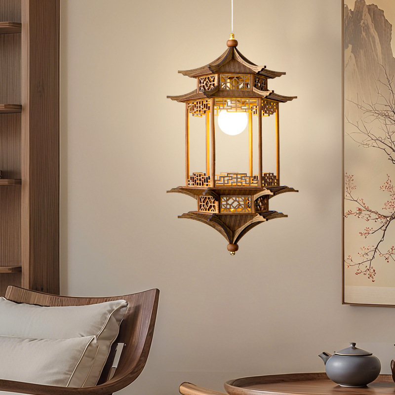 Song Dynasty Aesthetic Lamp, New Chinese Antique Style House Lamp, Ancient Building Hexagonal Pavilion Chandelier, Tea Room Zen Restaurant Lamp Song Dynasty Aesthetic Lamp, New Chinese Antique Style House Lamp, Ancient Building Hexagonal Pavilion Chandelier, Tea Room Zen Restaurant Lamp