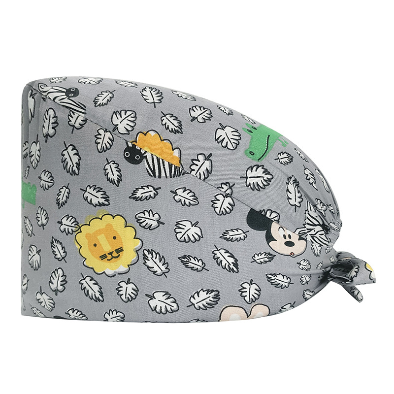 Gorro quirúrgico de algodón puro de las mujeres impreso ajustable calabaza tapa confinamiento quimioterapia a prueba de polvo puntera enfermera trabajo sombrero hombres