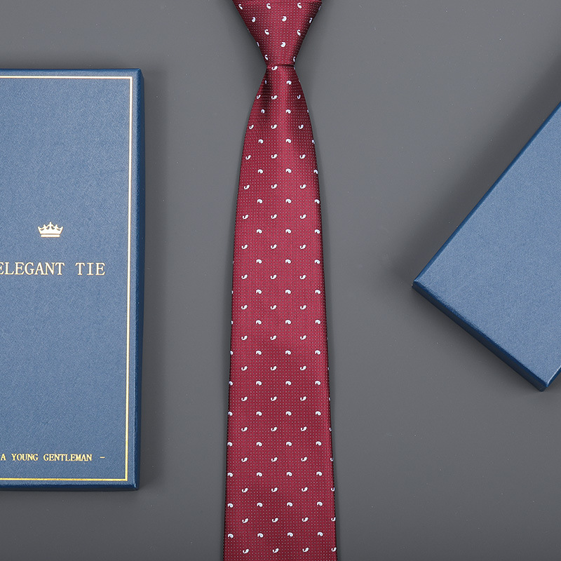 8cm 버건디 화이트 캐슈넛 지퍼 [롱 선물박스]