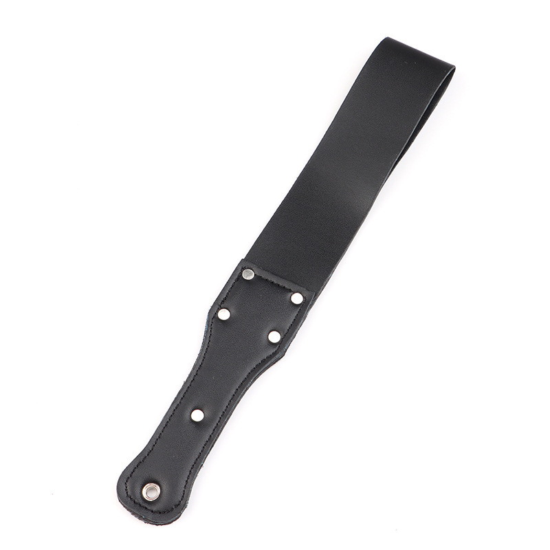 Leather Spanking Paddle with Rivets, Long Handle, Adult Sensory Play Tool — detail image 5