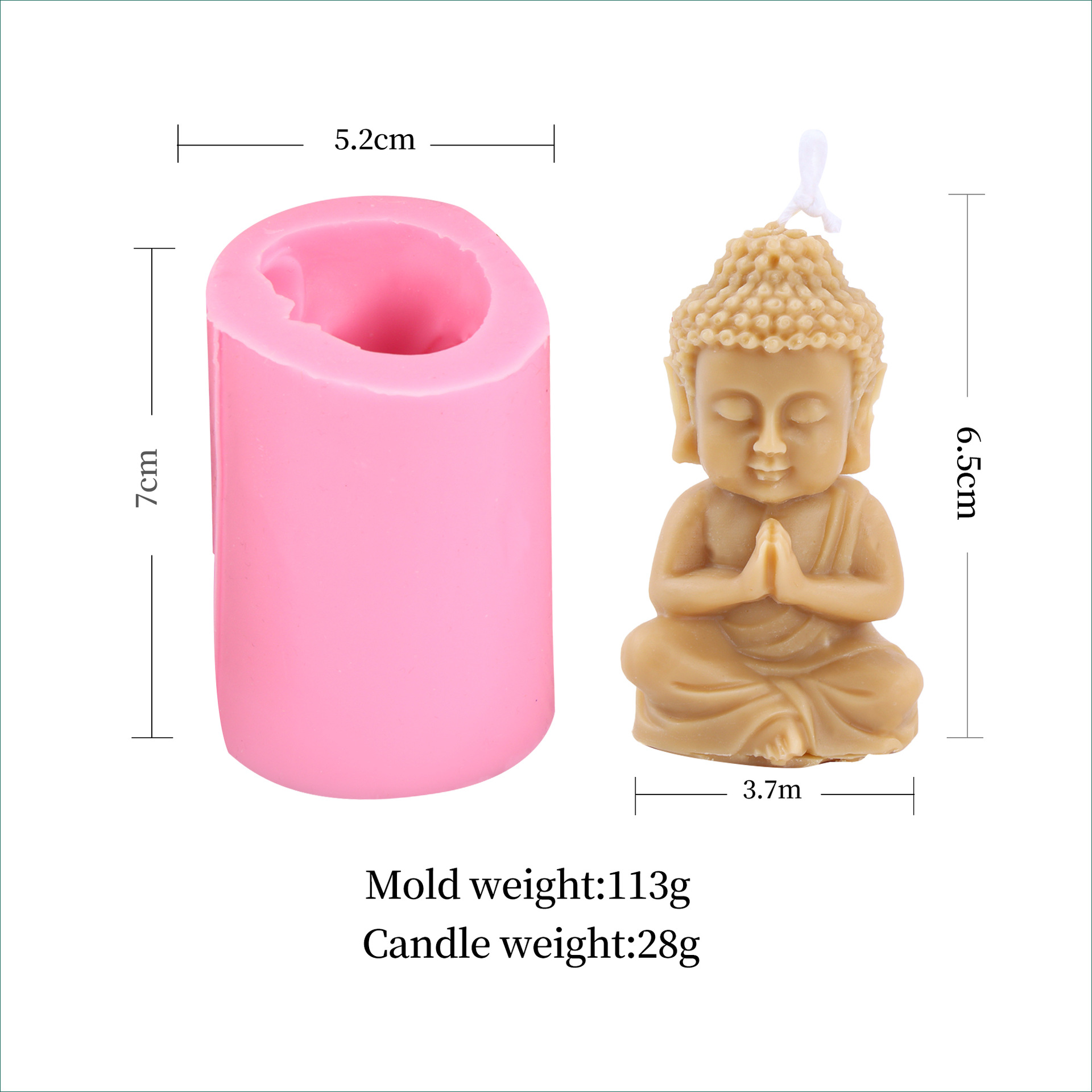 Simulación Buda vela molde silicona DIY meditación oración Buda vela molde hecho a mano jabón yeso fondant molde