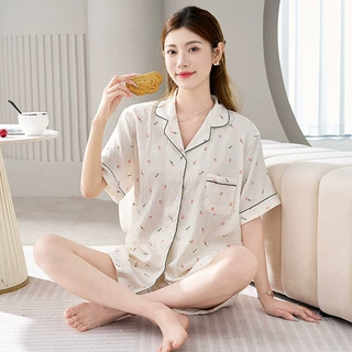 2026新款云朵棉睡衣女士短袖短裤可爱甜美风印花家居服套装可外穿