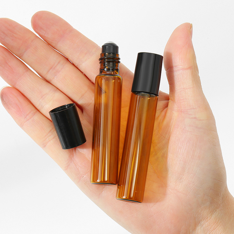 Botella de bola cosmética de 2 ML 3 ML 5 ML 10 ml botella de perfume de vidrio muestra pequeña botella vacía botella de aceite esencial portátil de color marrón embotellado
