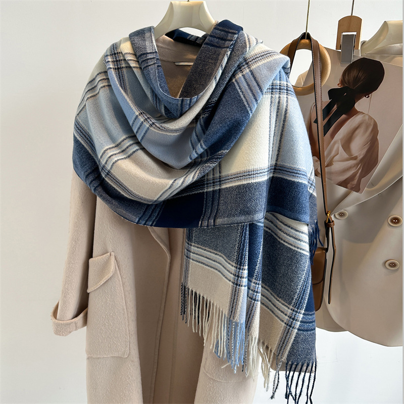 Color Block Pattern Women's Business Classic Style Color Block Imitation Cashmere Scarf
