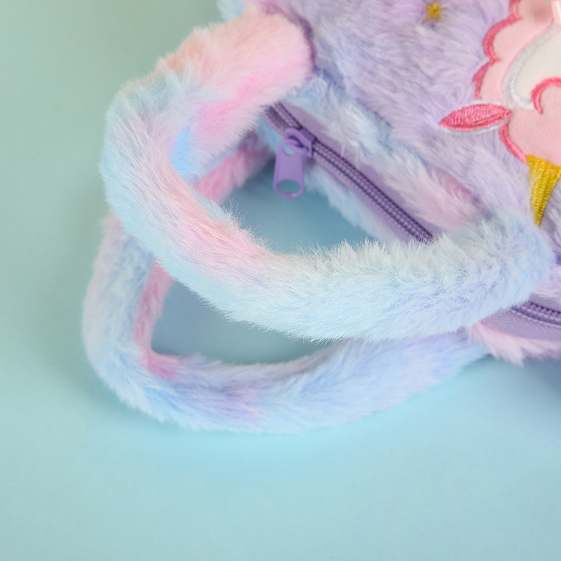 Unicornio bolsos para niños coreanos lindos bolsos de hombro nuevos bolsos de peluche princesa dibujos animados teñidos mochila image 5