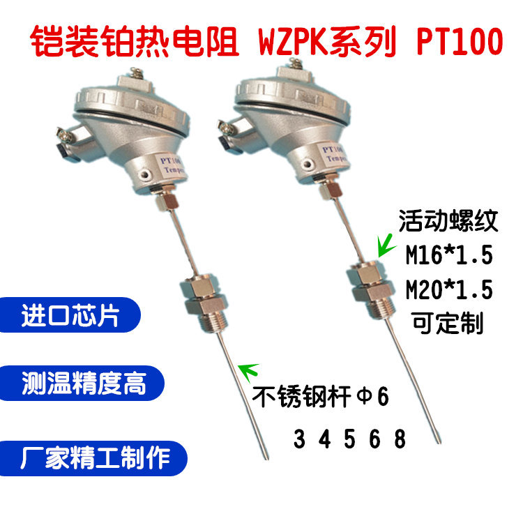 宏仪 WZPK2-235 铠装热电阻 双支150mm PT100温度传感器