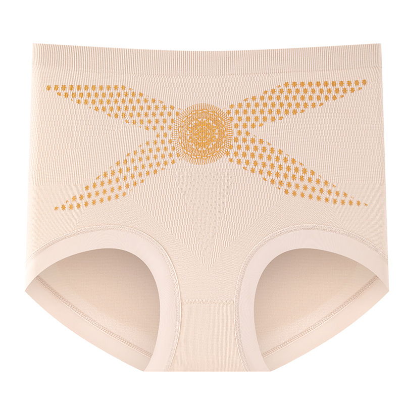 Vendajes dorados, cintura alta, glúteos, ropa interior de abdomen direccional 2024, nueva ropa interior de mujer transpirable de entrepierna antibacteriana de algodón 9A