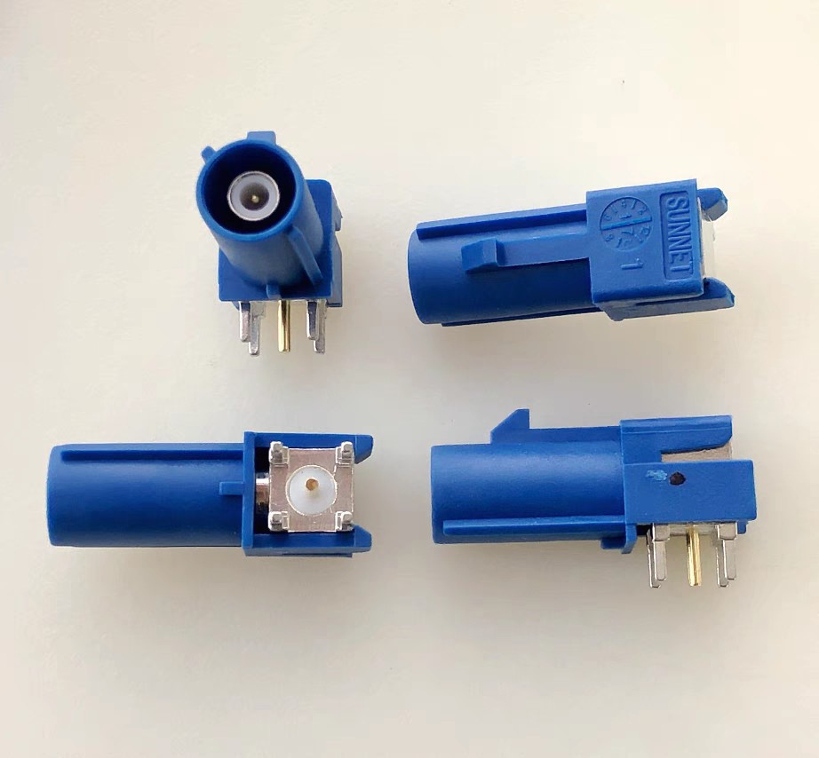 Fakra-JWE卧式板端弯头连接器PCB弯型车载天线座焊接转换头RF接头