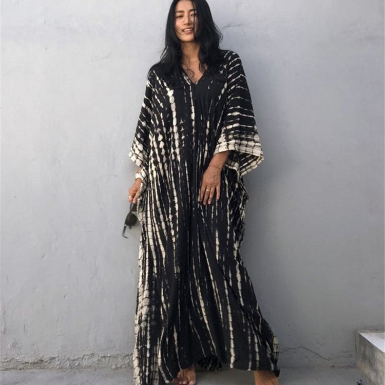 Camiseta de playa de algodón impresa de secado rápido vestido de vacaciones de playa bikini camiseta de protección solar 1D02