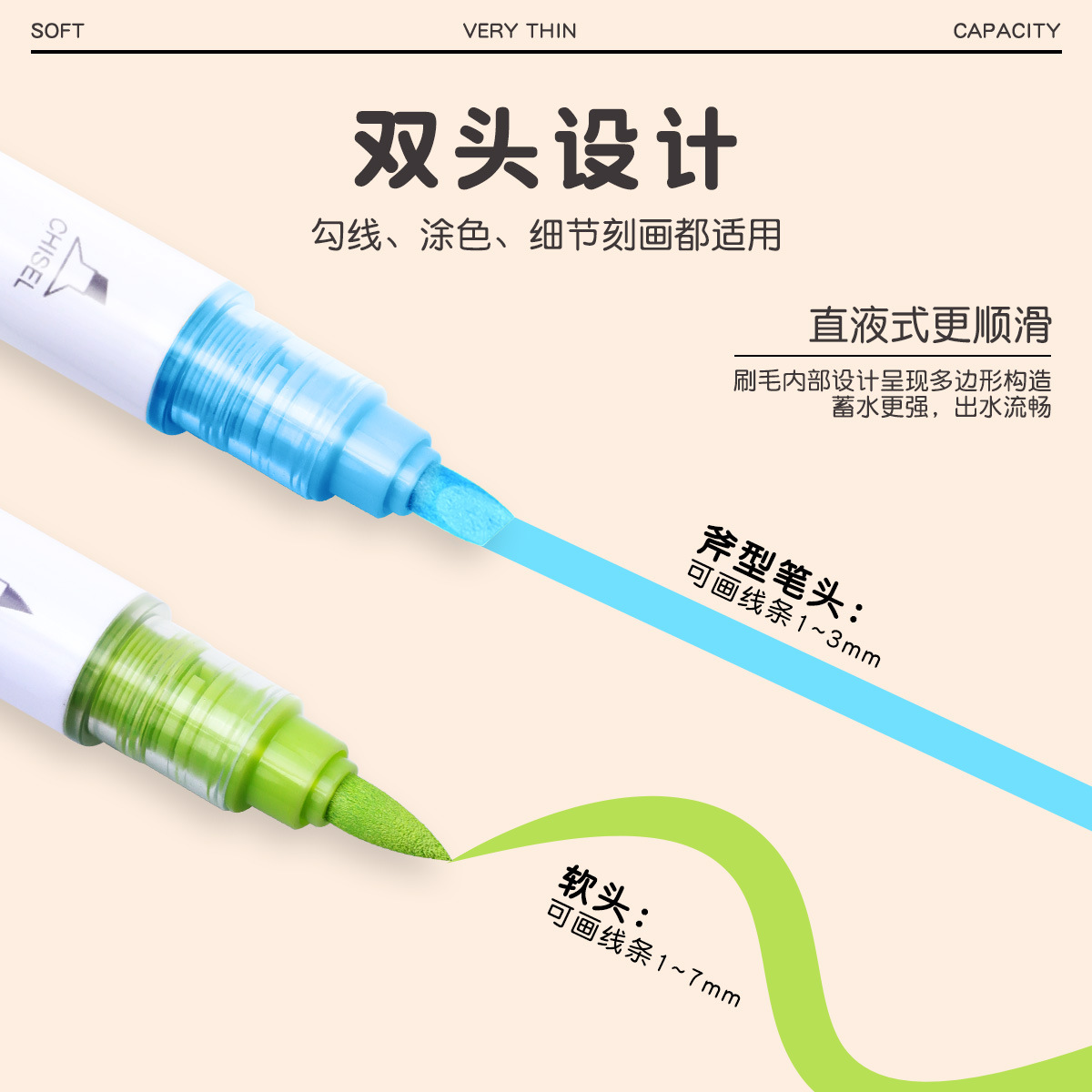 El rotulador acrílico de doble cabezal tipo líquido directo Guangna 8109 se puede apilar, papel impermeable, bricolaje, pintura de arte de graffiti