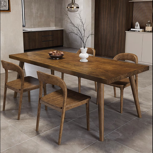 Nordic solid wood dining table for home small apartment dining chair set restaurant cafe retro rectangular eating table