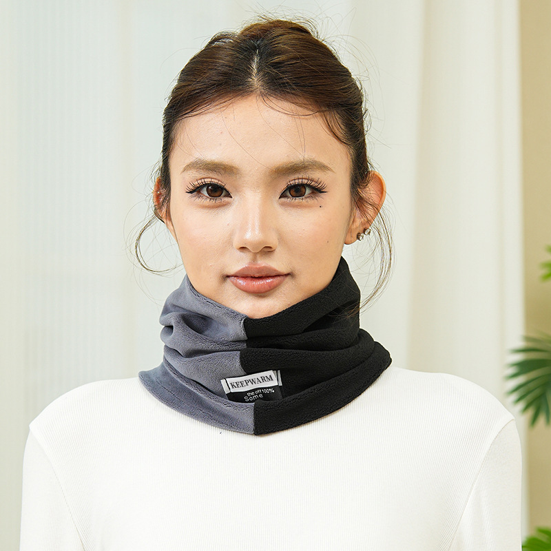 新款拼色保暖围脖女百搭男女同款遮脸面罩脖套防风骑行套头围巾女|undefined