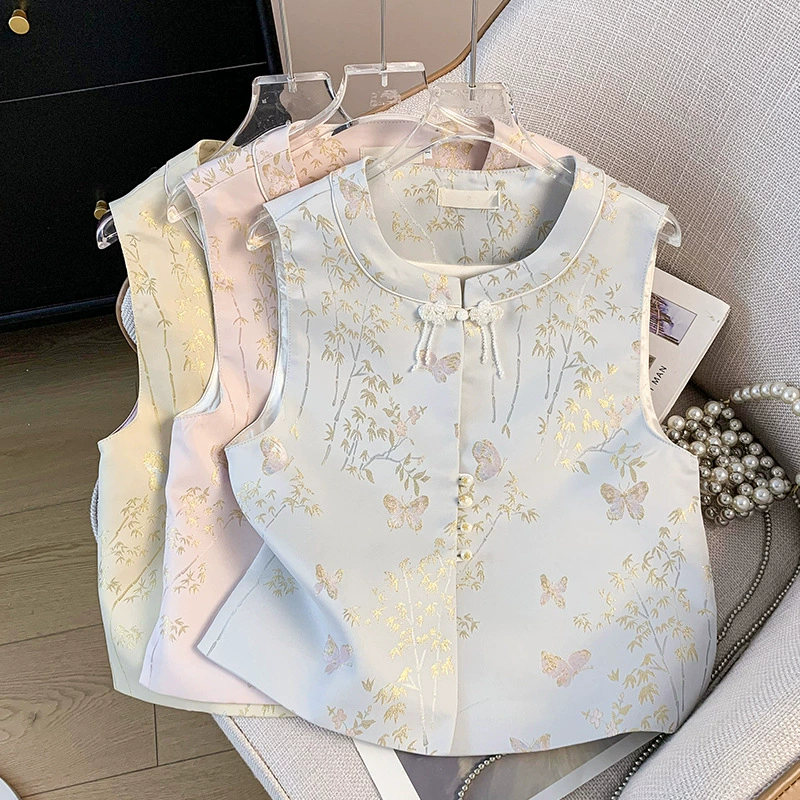 Новый китайский стиль светлой национальной вышивки жаккардовый жилет