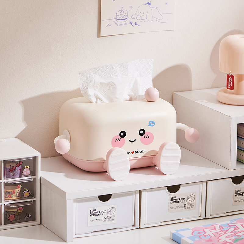 漫画かわいいティッシュボックスリビングルームナプキンボックス 3D 小さな足と手デスクトップコーヒーテーブル収納かわいいティッシュボックス|undefined