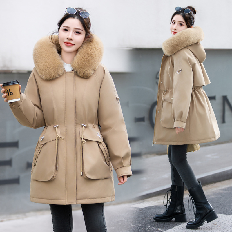Paquiao2024 nuevo forro de invierno de mujer desmontable chaqueta de algodón grueso medio largo abrigo de algodón grueso