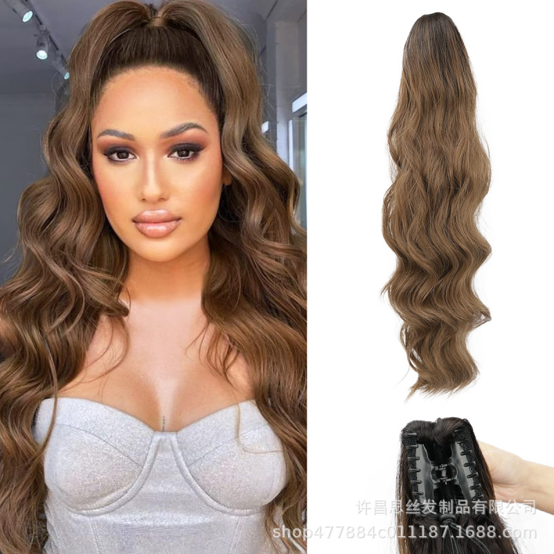クロスボーダーウィッグポニーテールウォーターリップルグリッパークリップロングカーリーヘアコーンウィスパーポニーテール爪クリップポニーテール|undefined