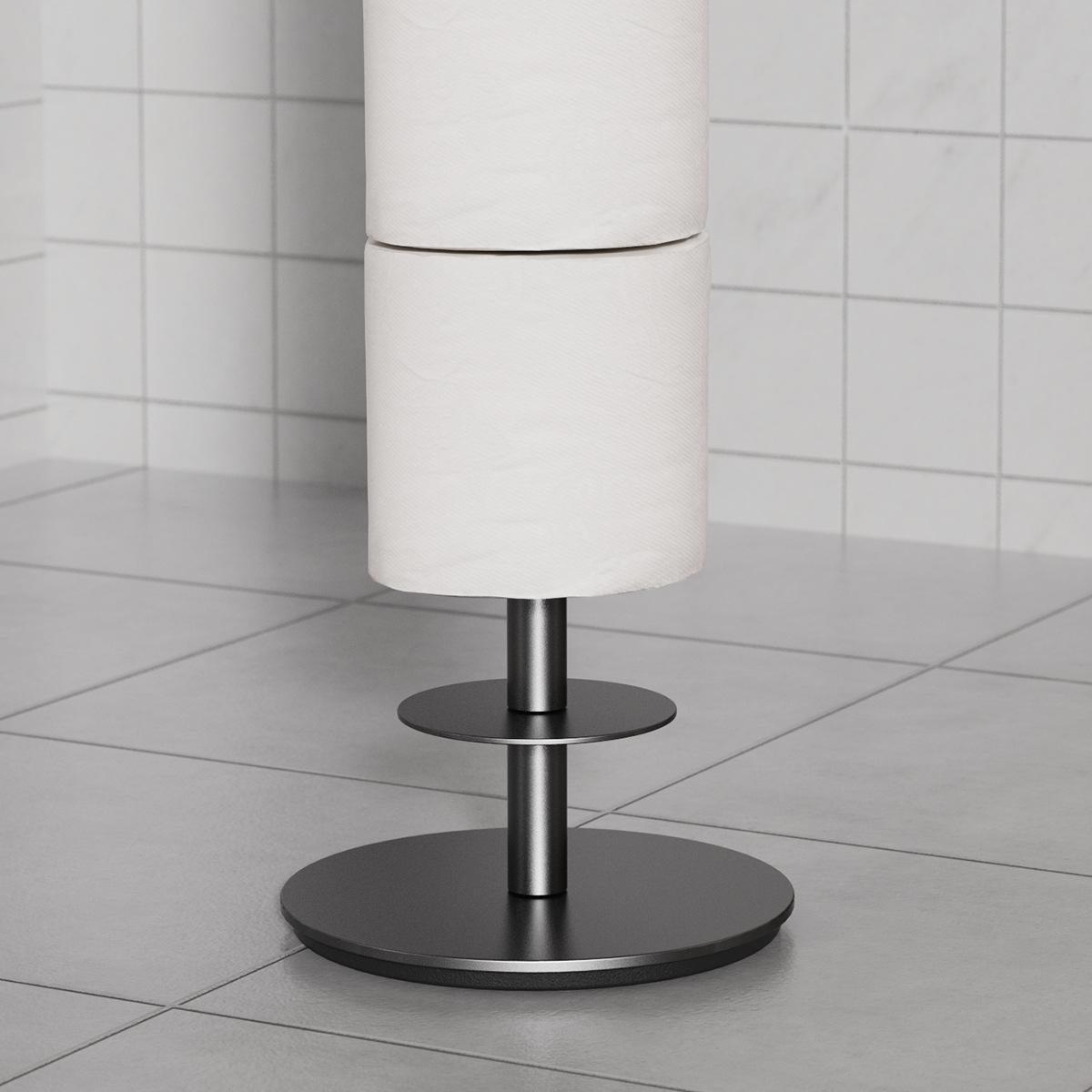 Estante de almacenamiento lateral de inodoro transfronterizo Estante de papel higiénico de baño Estante en rollo de papel de pie Estante de toallas de papel de piso de papel de baño