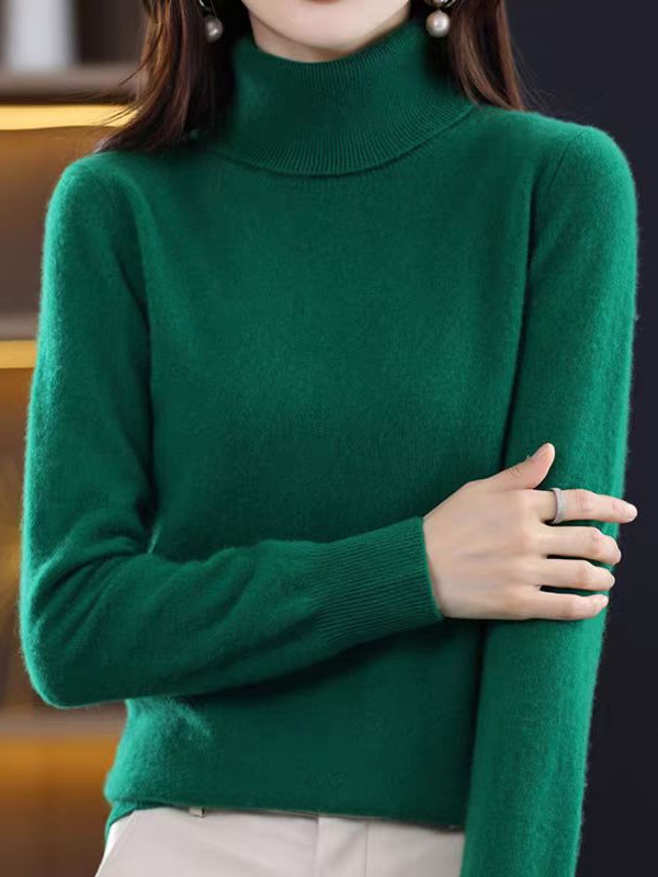 羊绒毛衣女高领打底衫25秋冬新款修身针织衫内搭纯色加厚宽松上衣|undefined