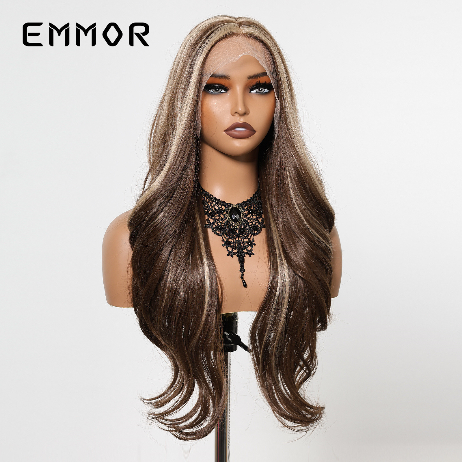 Nuevo producto gradiente gris color popular estilo europeo y americano 13*6 peluca de encaje de área grande costura libre transpirable y cómodo tocado