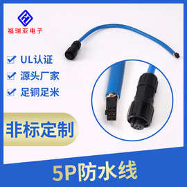 定制5P防水线户外插头线连接线监控设备防水连接电源线束连接器