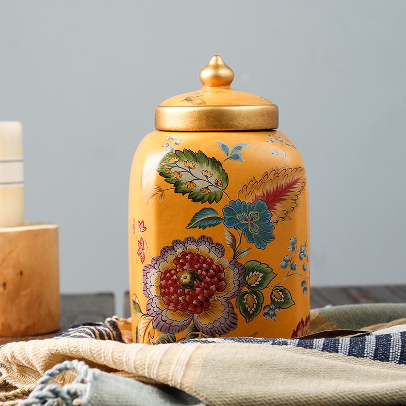 アメリカンスタイルの陶磁器工芸品、クリエイティブなホームリビングルームの装飾、磁器の収納、貯金箱、正方形のリビングルームの装飾品