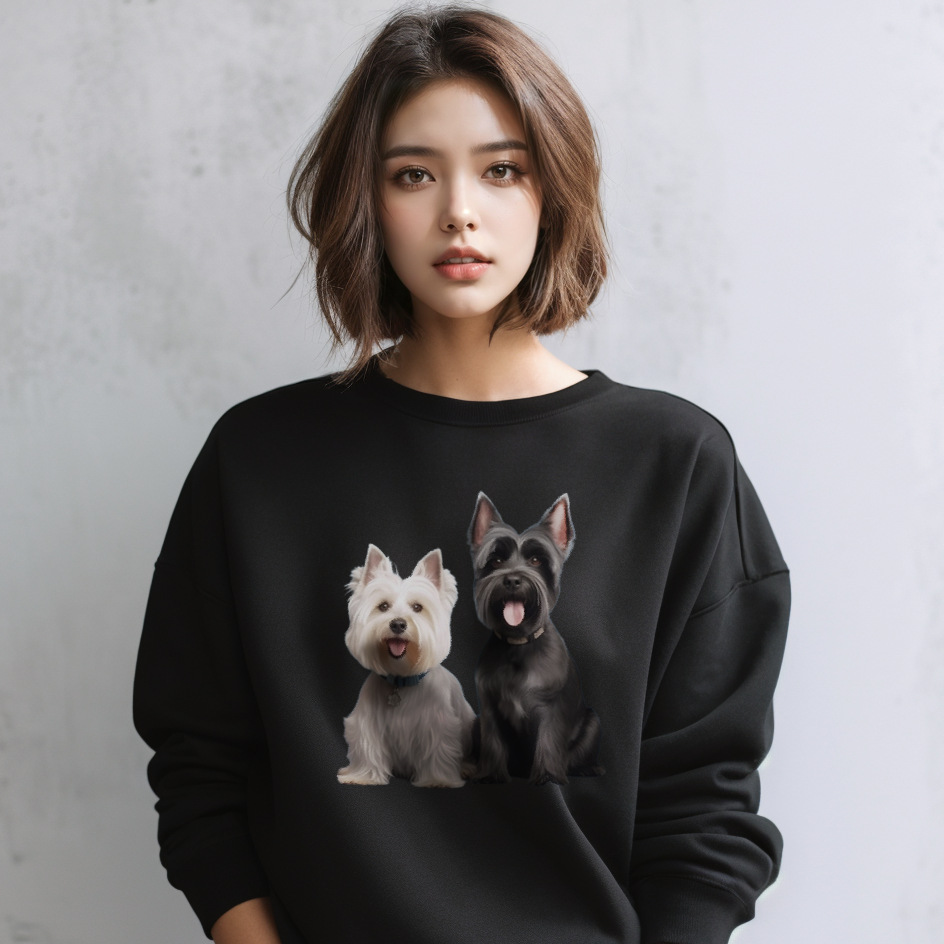 Maglione Felpa Originale Sottopelo Autunno E Inverno Tutto Cotone Designer Cucciolo Girocollo Maniche Lunghe_voghion.com